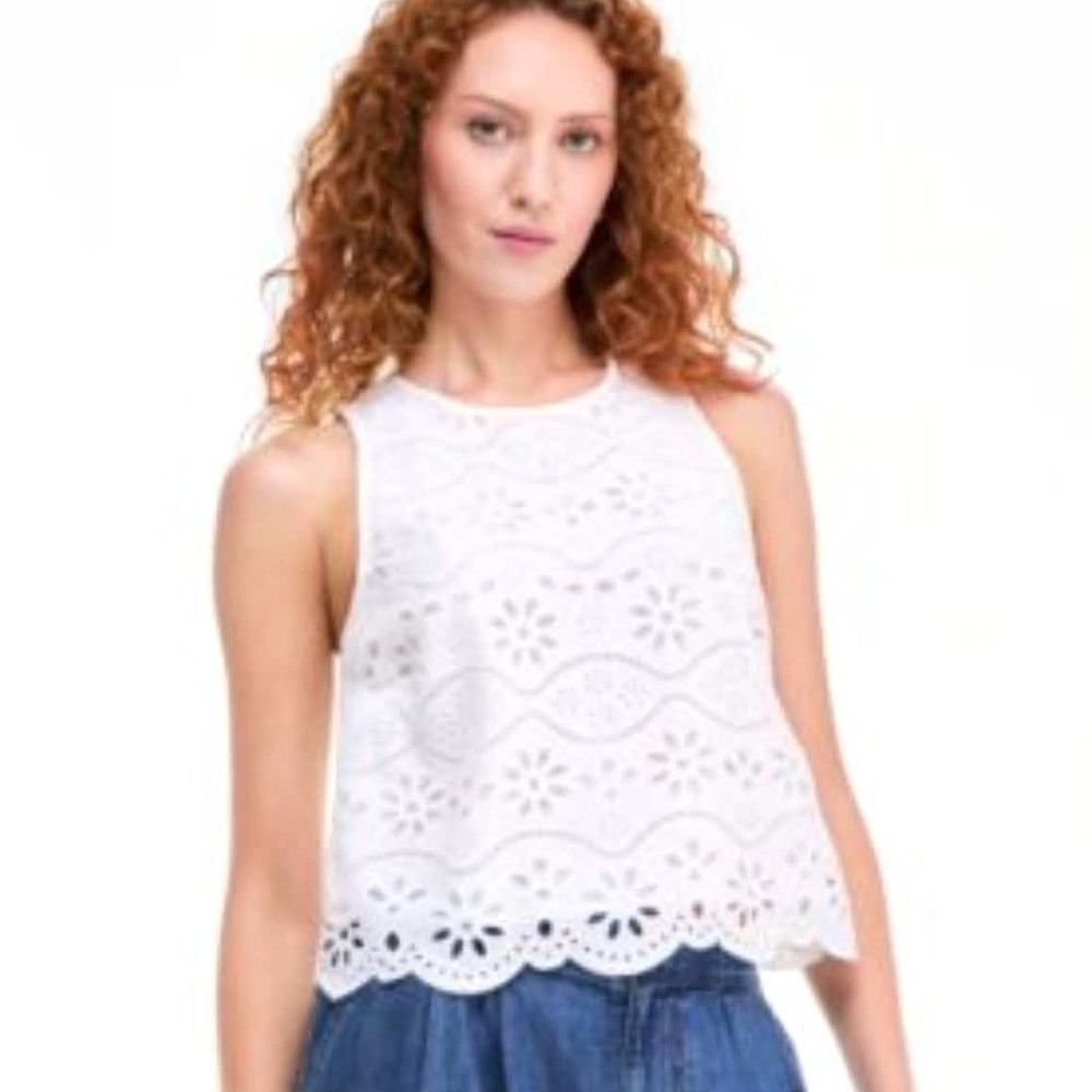 On 34th Women's Cotton Sleeveless Lined Eyelet Tank Top Medium from Macy's